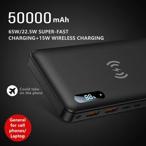portable charger usb c 50000mah power bank 65w pd3 0 fast charging laptop charger for macbook pro dell xps ipad pro iphone 12 free global shipping