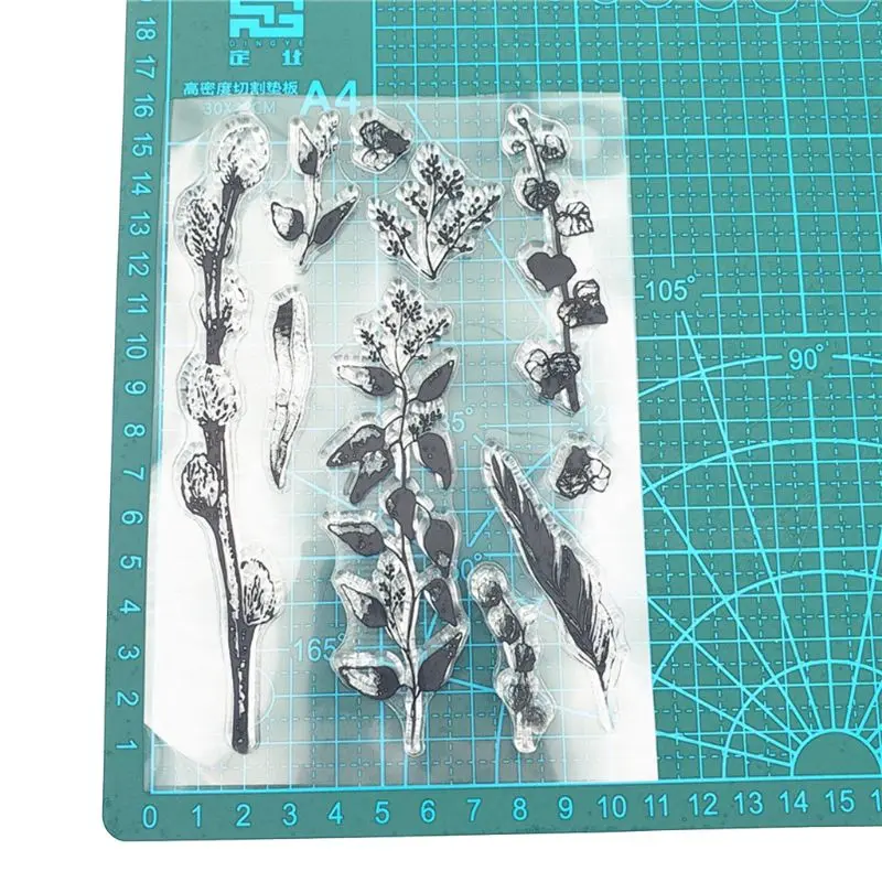 Виниловые листья силиконовый прозрачный Печатный штамп DIY Скрапбукинг рельефная