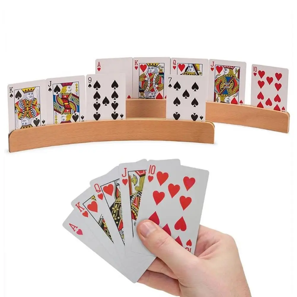 

1Pc Wooden Hands-Free Playing Card Holder Board Game Poker Seat Lazy Poker Base Drop Ship Cards Deck Table Games Board Game
