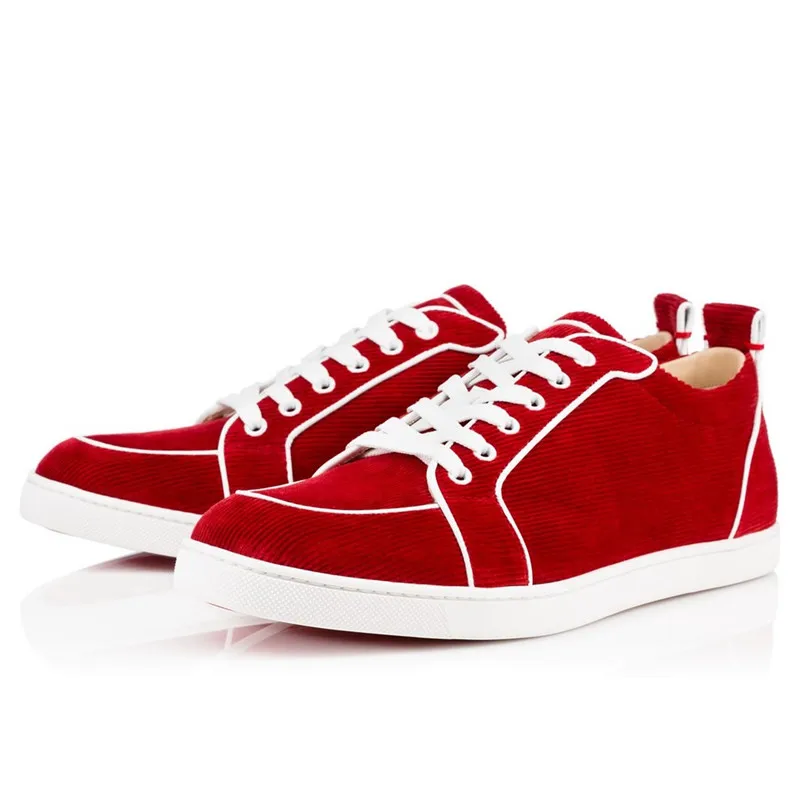 

2020 New Red Bottom Brand Designers Leather Shoes Men Casual Fashion Loafers Spikes Rivets Runway Lace Up Sneakers With Box A40
