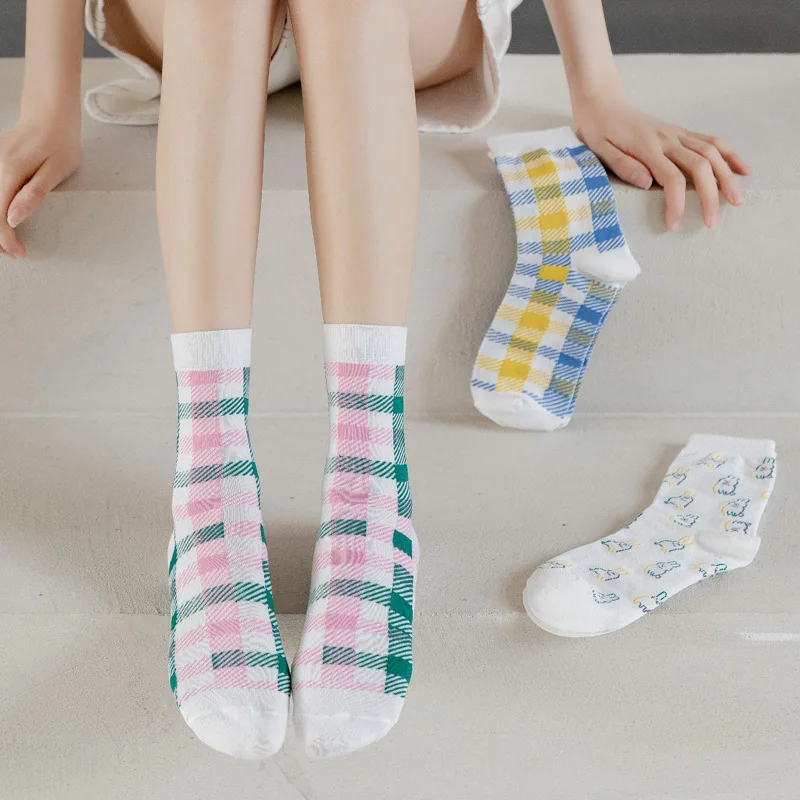 

New Type 2021 Lady Cute Rabbit Cartoon In Socks Striped Plaid Multicolor Optional