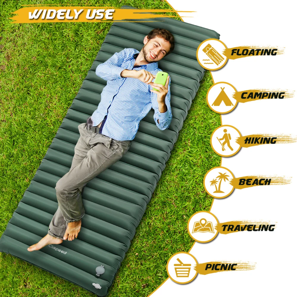 

Clispeed Inflatable Sleeping Pad Thickness Camping Tent Mattress Waterproof Floatable Air Mat Comfortable Compact Sleeping Pad