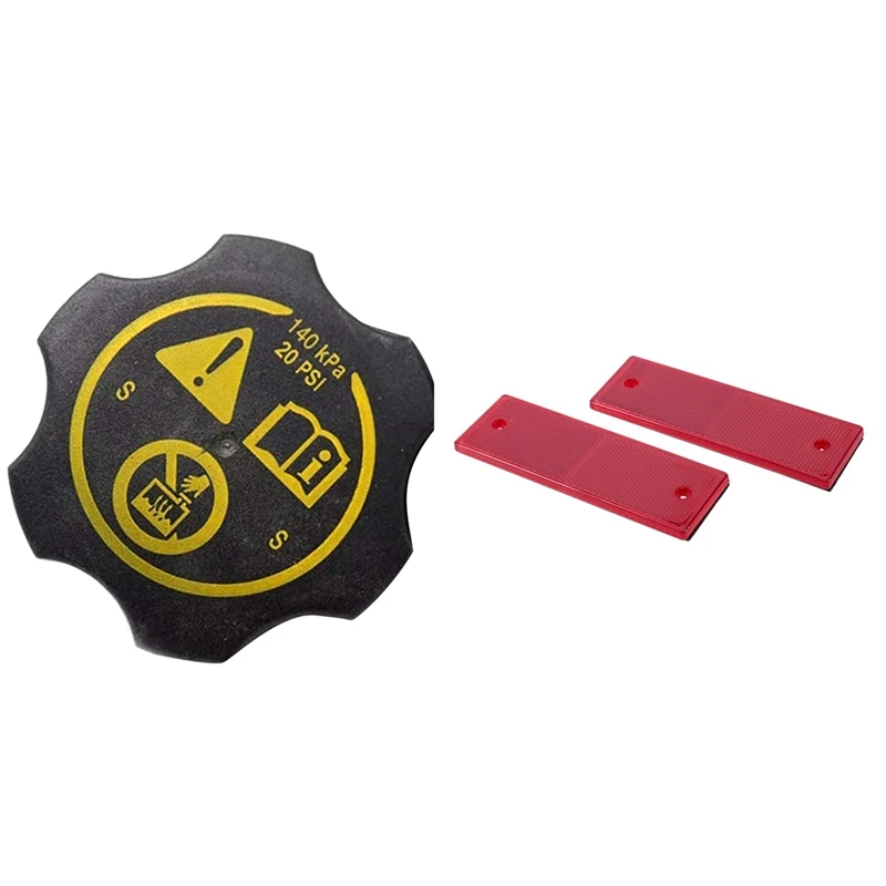 

2 Pieces Reflective Reflector Warning Plate Sticker & 1x 13502353 Car Tank Radiator Expansion Water Tank Cap
