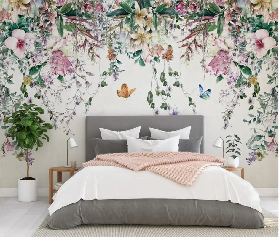 

AINYOOUSEM Hand painted watercolor vine flower background wall papier peint papel de parede wallpaper 3d wallpaper stickers