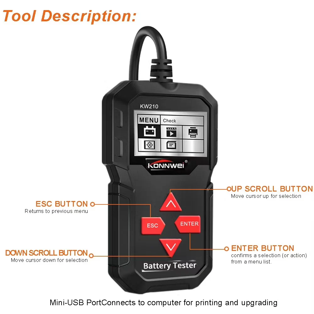 12 В автомобильный тестер аккумулятора автомобиля цифровой многоязычный