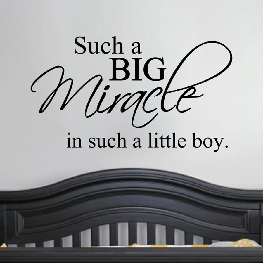 

Wall Vinyl Sticker Quotes Such a Big Miracle in Such a Little Boy Decal Family Kids Room Mural Home Nursery Decoration S521