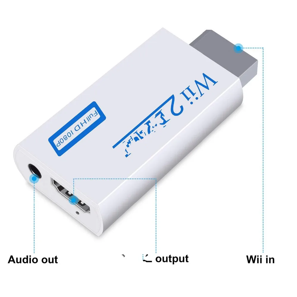 1080P Wii в HDMI-совместимый конвертер 2HDMI преобразователь Аудио выход адаптер Full HD 3 5