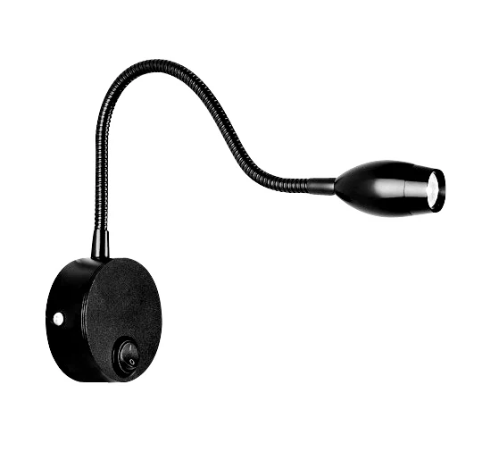 Dimmable Flexible 3w Aluminum Led Wall Light Fixture indoor Hotel Living Room Bedroom Bedside Wall Lamps for Readin - Цвет абажура: Black
