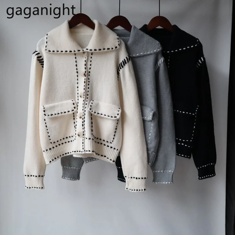 Gaganight Повседневный Женский Свободный вязаный кардиган оверсайз шикарная