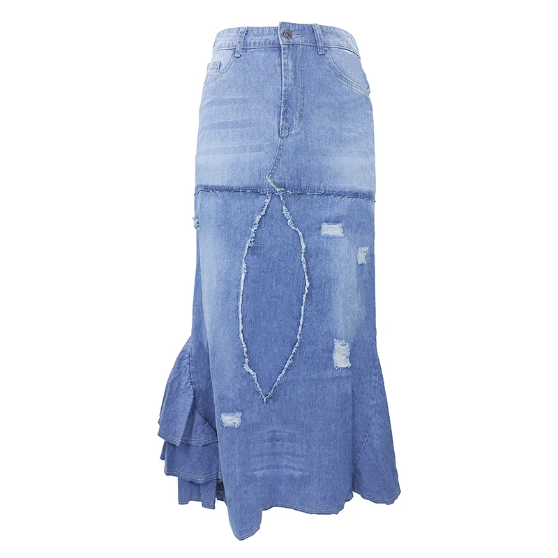 Женское винтажное джинсовое платье повседневное асимметричное длинное с