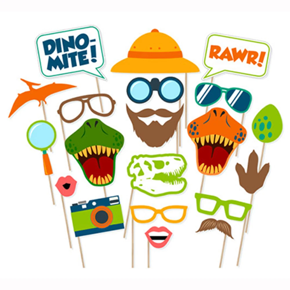 

Kids Cartoon Dinosaur Dino WILD ONE Happy BIRTHDAY Party Disposable Photo Photobooth Props Baby Shower Party Decorations