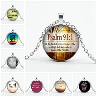 christian inspirational quotes necklace various letters pattern dome glass pendant necklace christian faith gift jewellery
