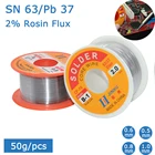 Оловянно-свинцовая и Оловянная проволока, припой с сердечником из расплавленной канифоли, неочищенная проволочная катушка для пайки, 50 гшт., 0,50,60,81, 6337, FLUX 2.0%, 45 футов