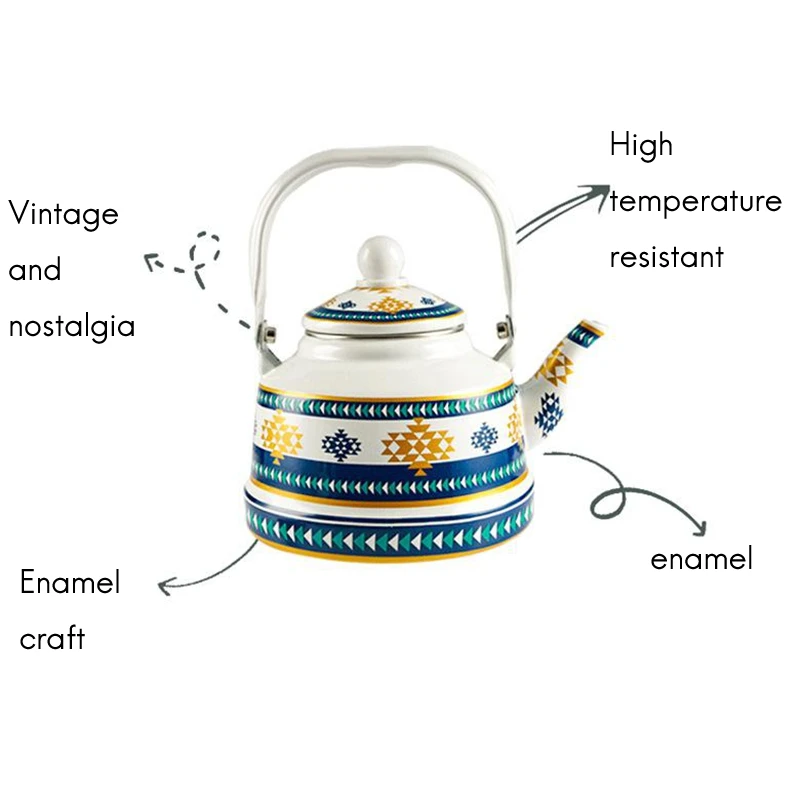 

Enamel White Diamond-Shaped Teapot Induction Cooker Boiling Water Pot Household Kettle Boiling