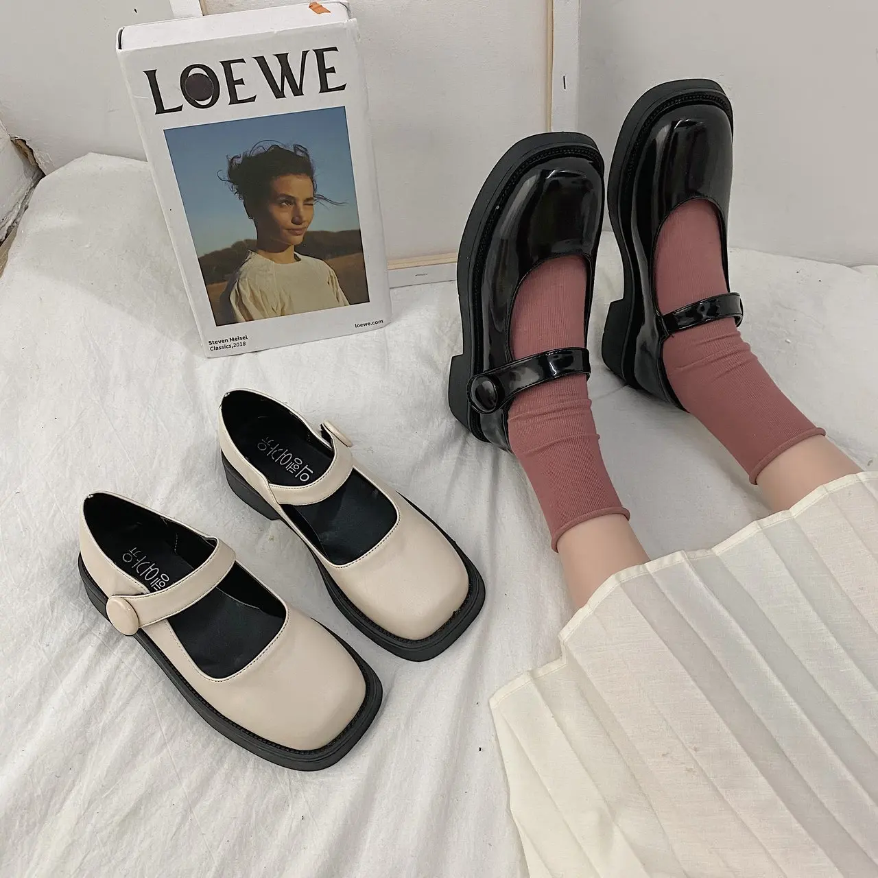 

2021 new black single shoes Japanese retro cute small leather shoes Mary Jane big head student women's shoes