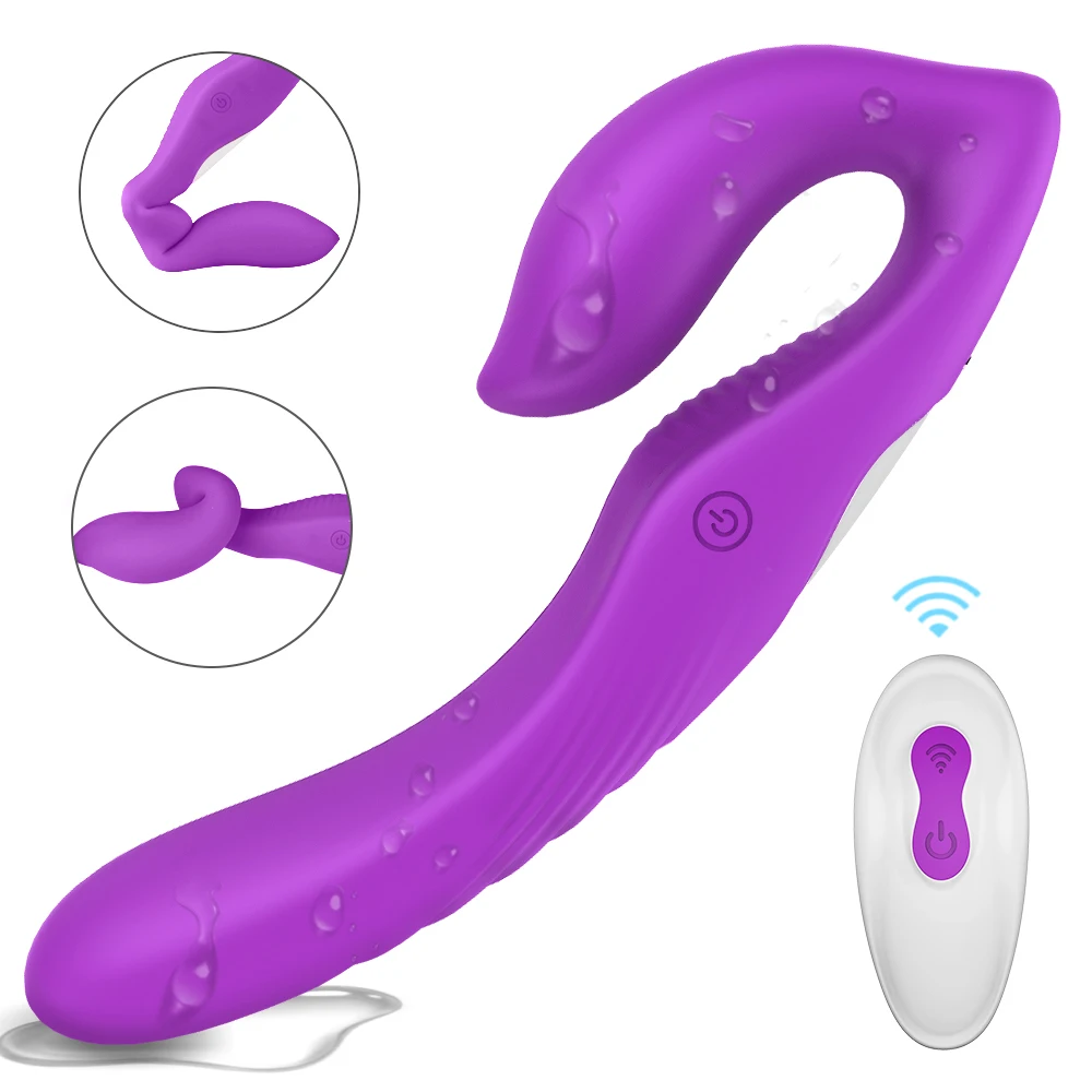 Vibrating Strap On Dildo Double Head Vibrator Lesbian Clit Anal Massager Sex Toy