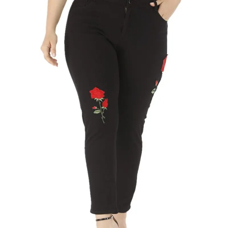 

Cross border export source Amazon wish Middle East Africa slim embroidered large jeans fat pants