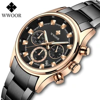 wwoor men sports chronograph watch fashion full steel waterproof wrist watches mens multifunction quartz clock relogio masculino