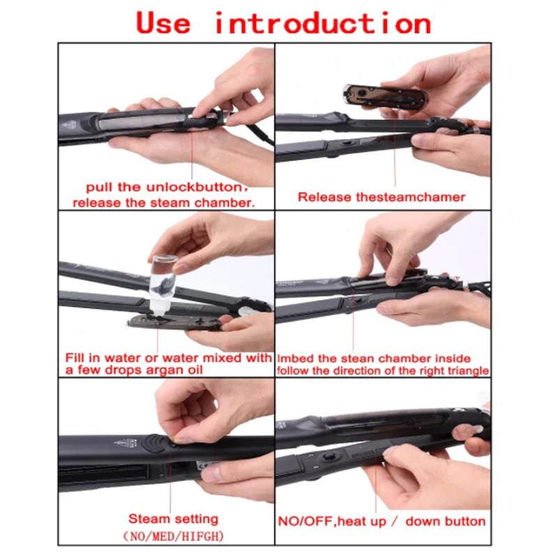 Профессиональный паровой выпрямитель для волос керамический аргоновое масло