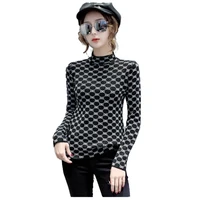 half high neck jacquard pullover womens foreign style slim knit autumn winter 2020 new top with backing