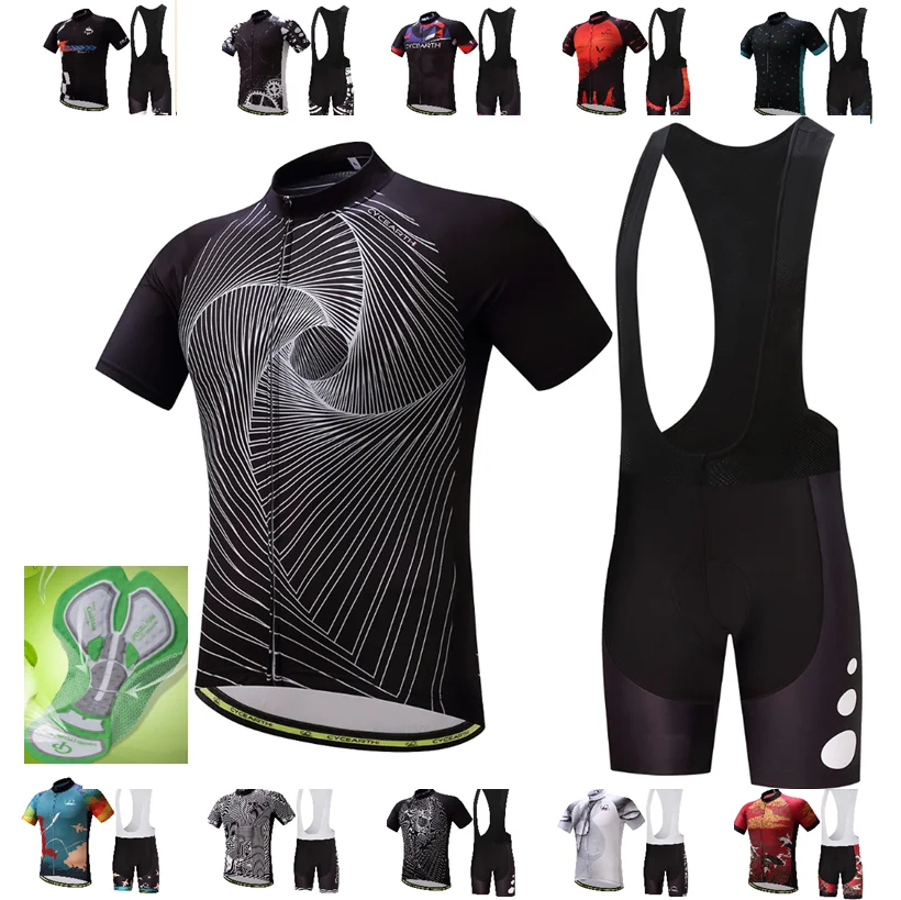 

CYCEARTH Cycling Clothes Bike jersey Ropa Quick Dry Mens Bicycle summer New Cycling Jerseys gel pad bike shorts set kits