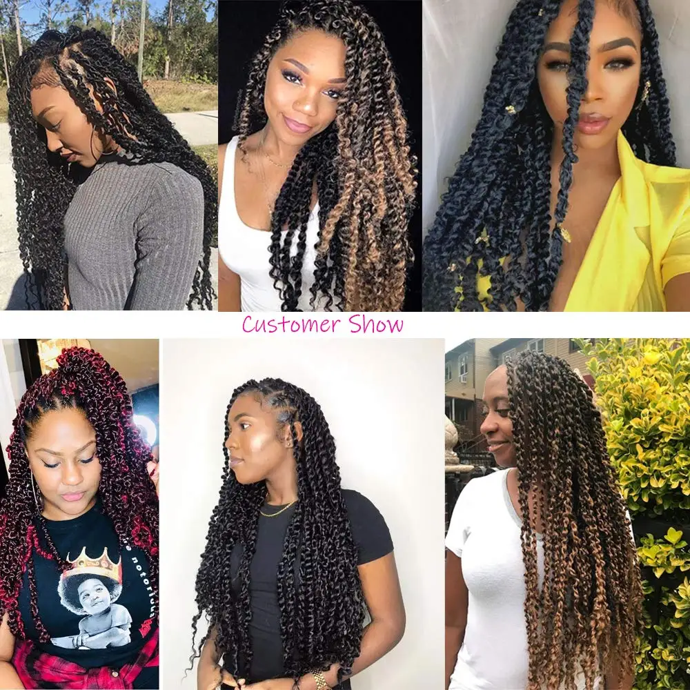 18 дюймов волна воды страсть крученые волосы синтетический вязание крючком косы