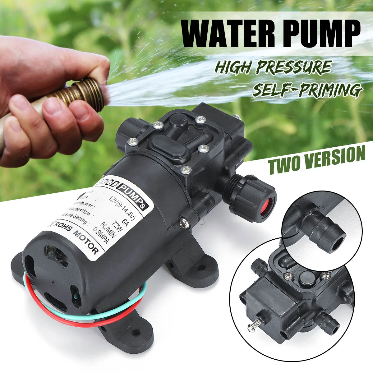 Мембранный Водяной насос высокого давления 12 В постоянного тока 105PSI