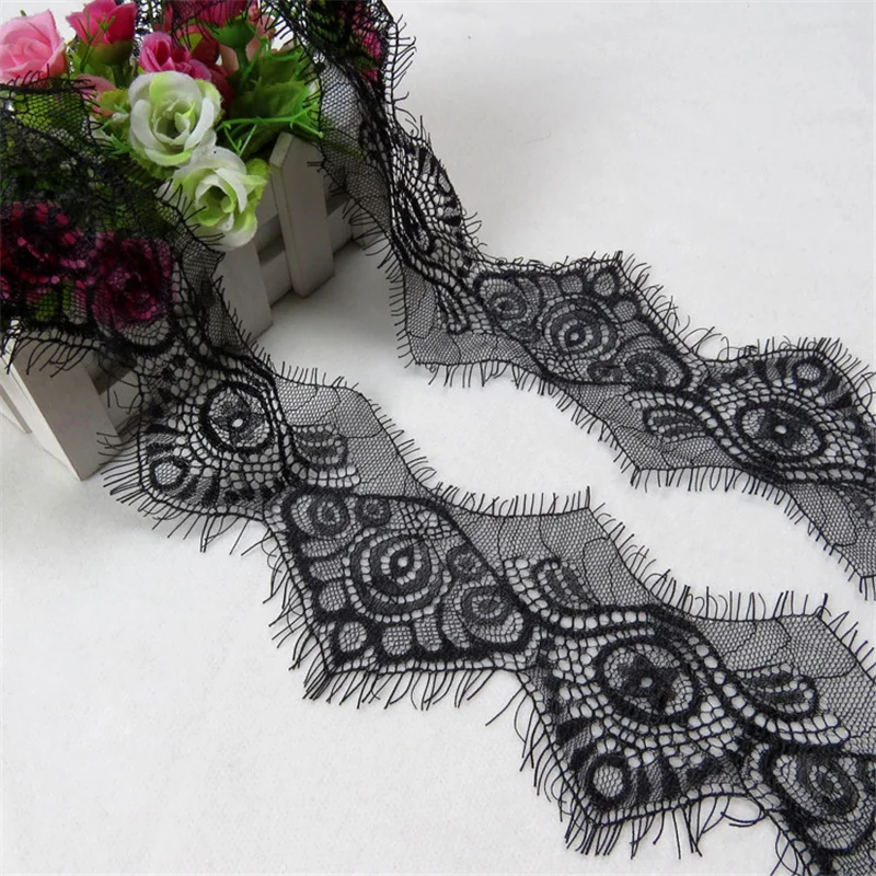 3 м/лот вышитая кружевная лента для ресниц черно белое платье Свадебное кружево