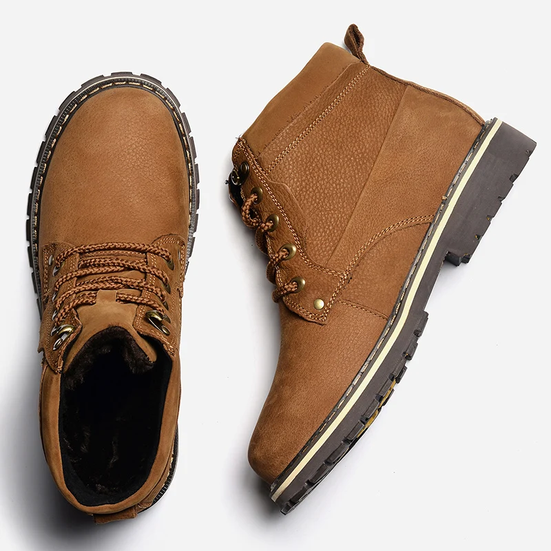 Мужские зимние ботинки из натуральной воловьей кожи большие размеры 38-50 | Обувь