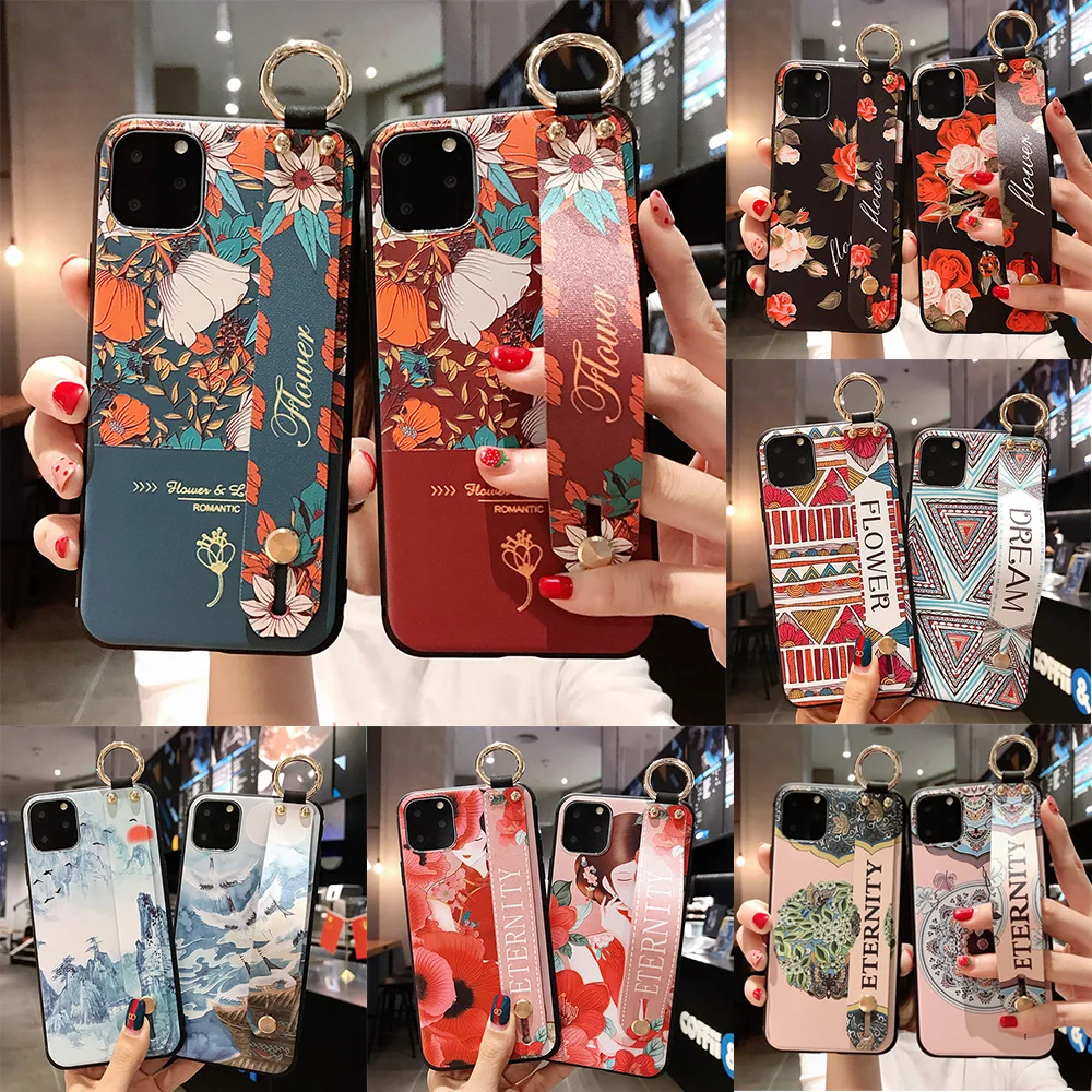 Мягкий чехол с ремешком на запястье для Samsung GALAXY A10 A20 A30 A40 A50 A60 A70 M20 M40 S8 S9 S10 Plus S10E Note