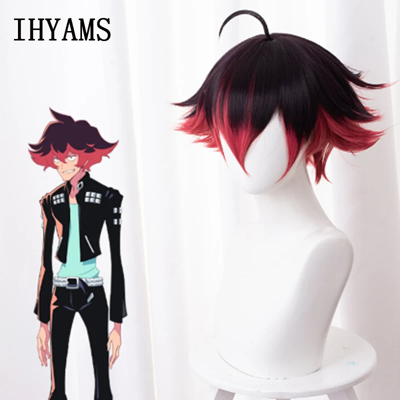Парик для косплея Gueira из аниме PROMARE 33 см короткие красные термостойкие
