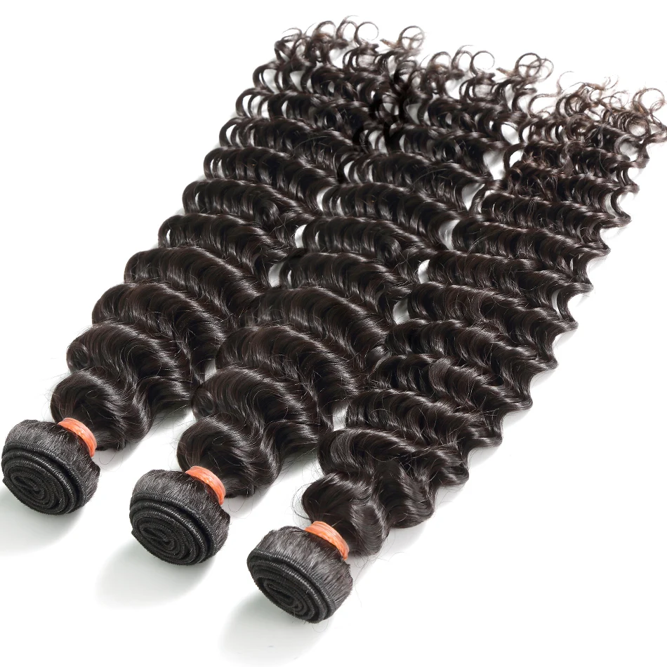 Покер лицо глубокая волна 8-30 дюймов бразильские не Реми волосы натуральный цвет человеческие волосы плетение воды 3 4 пучка двойной нарисованный