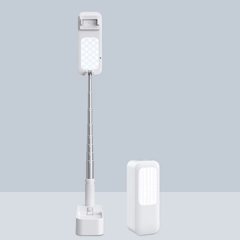 ZFTTN-soporte para Selfie extensible, rotaci&oacute;n de 360 &deg;, con soporte para tel&eacute;fono, plegable, inal&aacute;mbrico, 7 brillos, luz LED para vivo-5