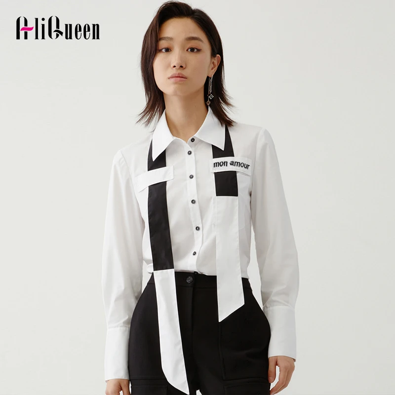 

Корейская белая блузка, женские повседневные рубашки на пуговицах, свободная рубашка с длинным рукавом и галстуком, блузки, осенние элегант...