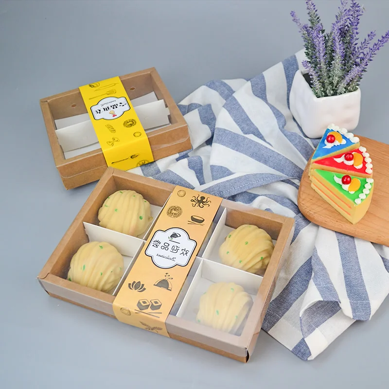 Подарочная коробка из крафт бумаги посылка с прозрачным окошком ПВХ для кексов