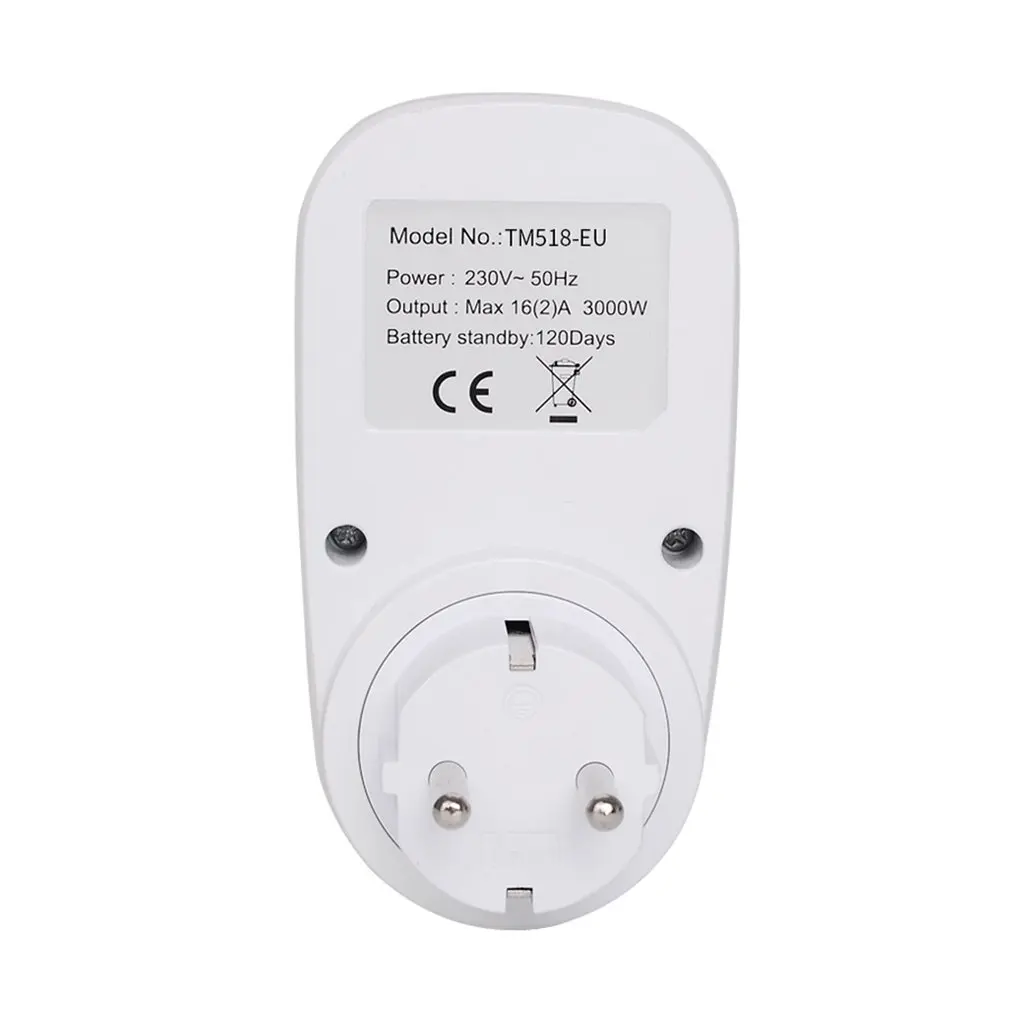 

SINOTIMER Weekly 7 Days Programmable Digital Timer Switch Socket Outlet Plug-in Time Control for Electric Appliance EU Plug