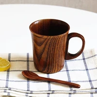 wooden wood cup 400ml natural wood grain classical handcrafted cups of coffee milk juice creative tea cup mug japanese style