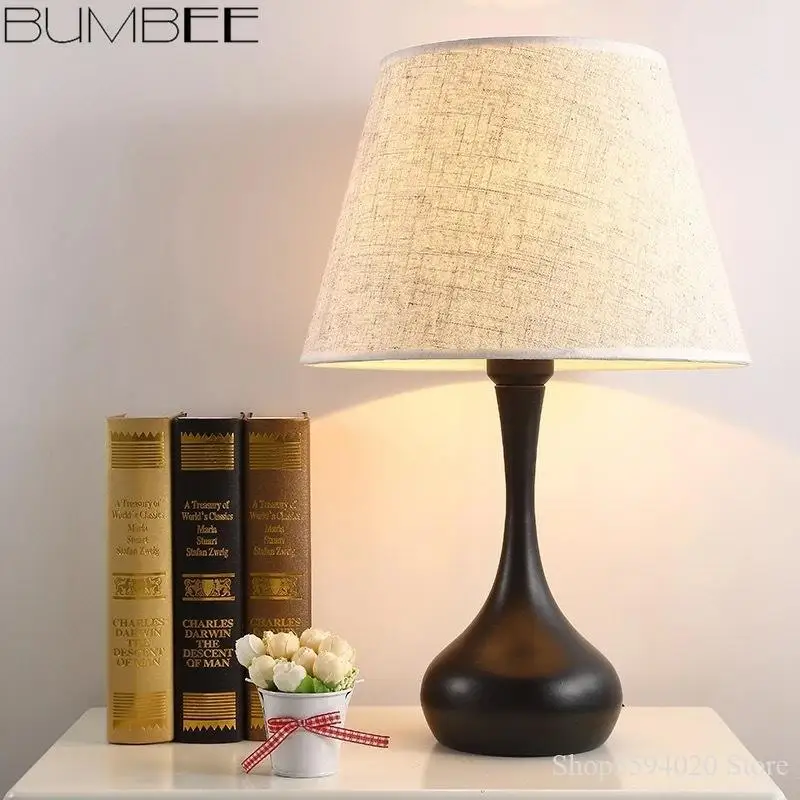 Фото Американская простая настольная лампа в скандинавском стиле прикроватные