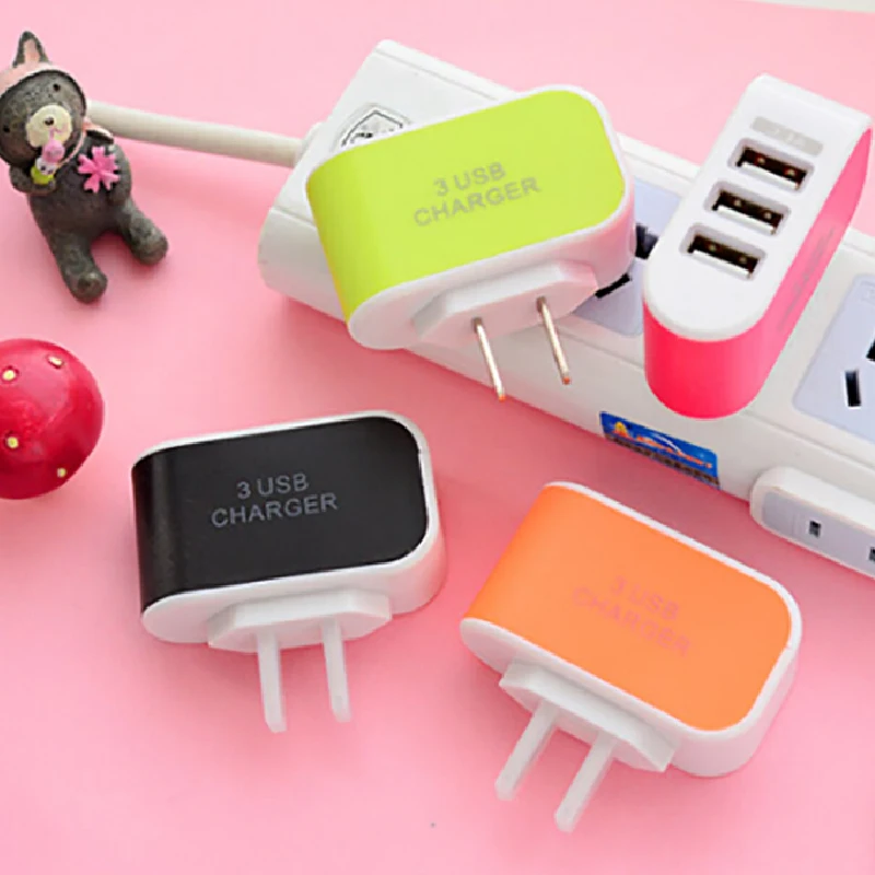 Зарядное устройство USB с 3 портами 1 А 5 В стандарт ЕС США для путешествий