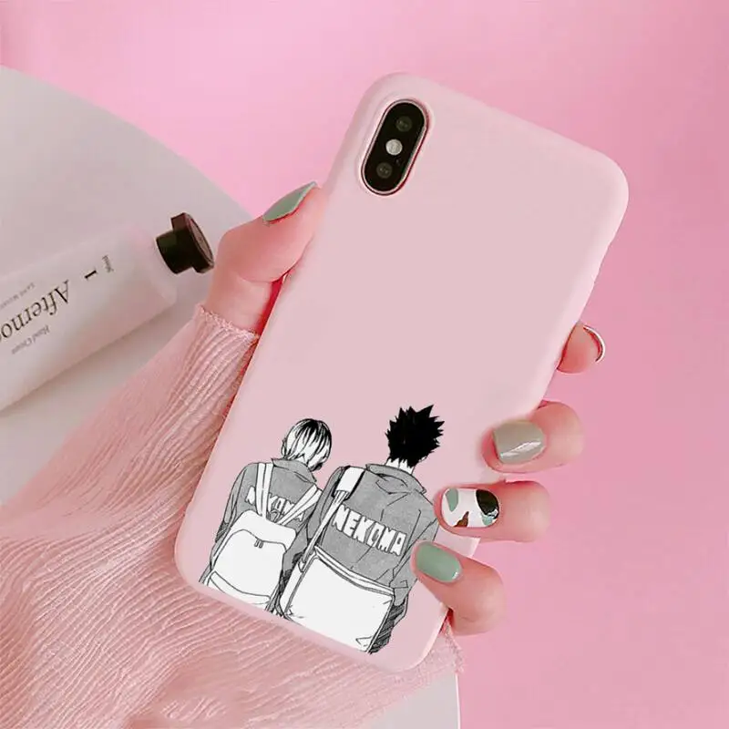 

Oya Haikyuu funny pattern Japanese Anime Phone Case Candy Color for iPhone 6 7 8 11 12 s mini pro X XS XR MAX Plus