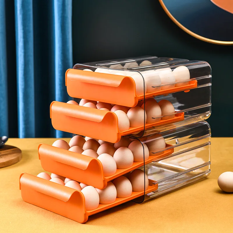 

Egg Storage Box Kitchen Drawer Type 32 Grid Double-layer Egg Storage Box Refrigerator Storage Box Fresh-keeping Box Household