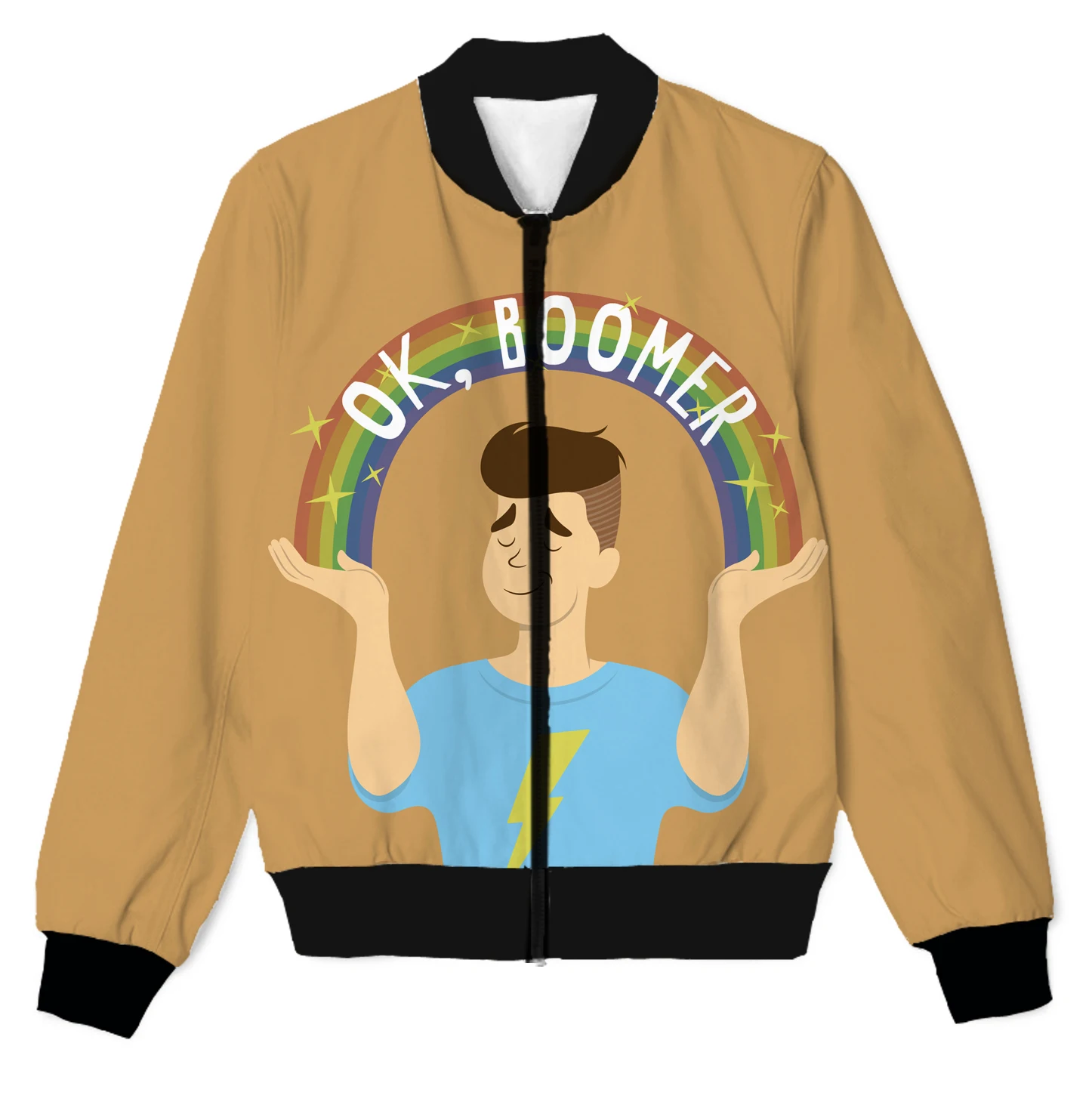 

Реальный американский размер Ok Boomer куртка на молнии с сублимационным принтом размера плюс 4XL 5XL 6XL