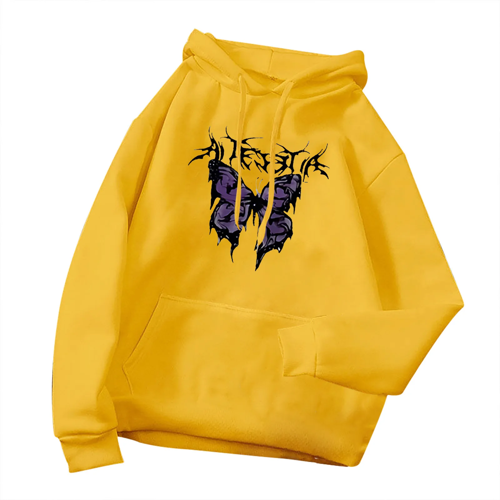 

Fashion Women Casual Solid Tops With Long Sleeves Hooded Butterfly Cartoon Printed Ladies Sweatshirt Tops#