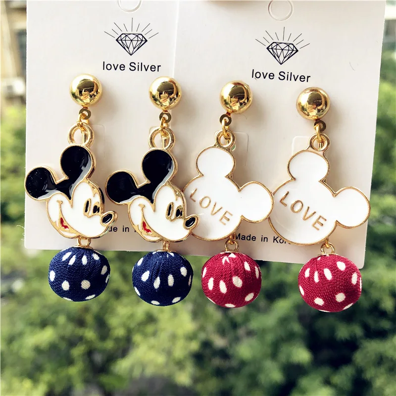 Disney Mickey Mouse Metal Earrings Anime Accessories Women Fashion Minnie Mouse Cute Caertoon Ear Pendants Retro Ear Drops