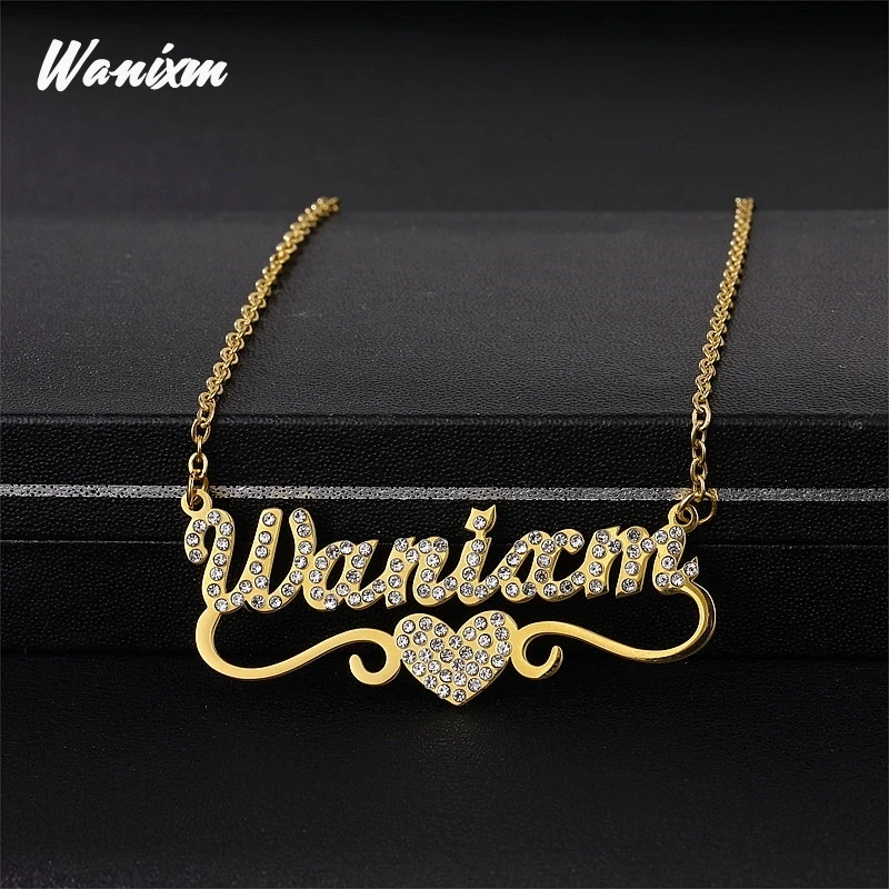 Персонализированный Кристальный кулон пользовательское имя ожерелье