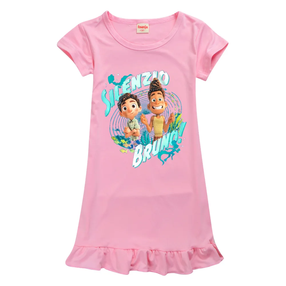 

2021 Summer Girl Nightgown Cartoon Cute Luca Pajamas Dress For Kids Teenager Night Dress Baby Nightdress Girls Pajamas Dresses