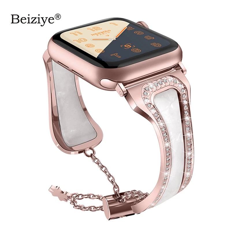 Женский бриллиантовый браслет для Apple Watch 38 мм 42 мм для iWatch 40 мм 44 мм серия 5 4 3 2 1 сменный ремешок из нержавеющей стали