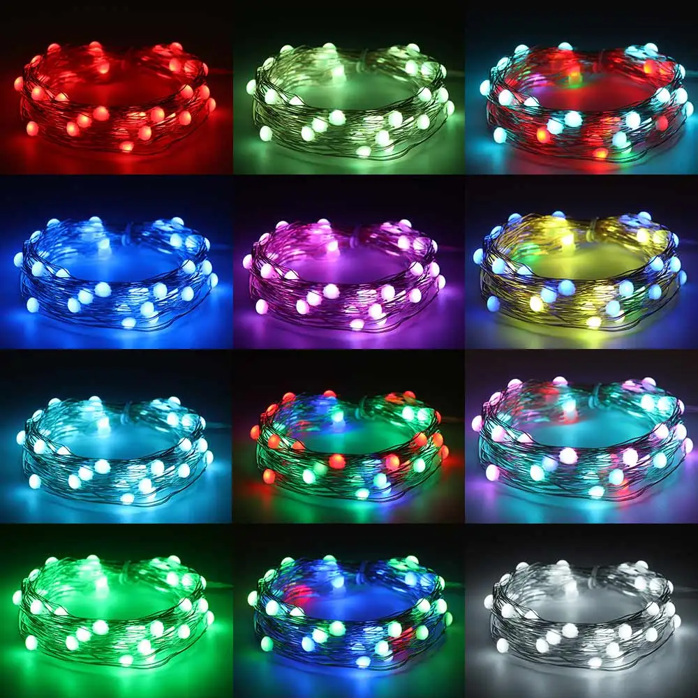 

Christmas USB 16-Color Monochrome Adjustment LED Copper Wire Light 12 Modes IP44 LED City Lighting Festival Wedding Xmas Decor
