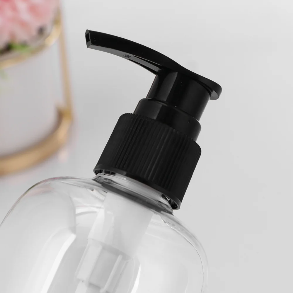

4Pcs 500ml Press Pump Bottle Emulsion Bottle Travel Subpackaing Bottle Refillable Bottle (Black Bottle and Black Pump)