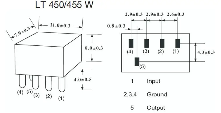 1 шт. LT455EW LT455E 455E 455 1+ 4 5Pin DIP-5 455 кГц керамический фильтр для передачи сигнала реле